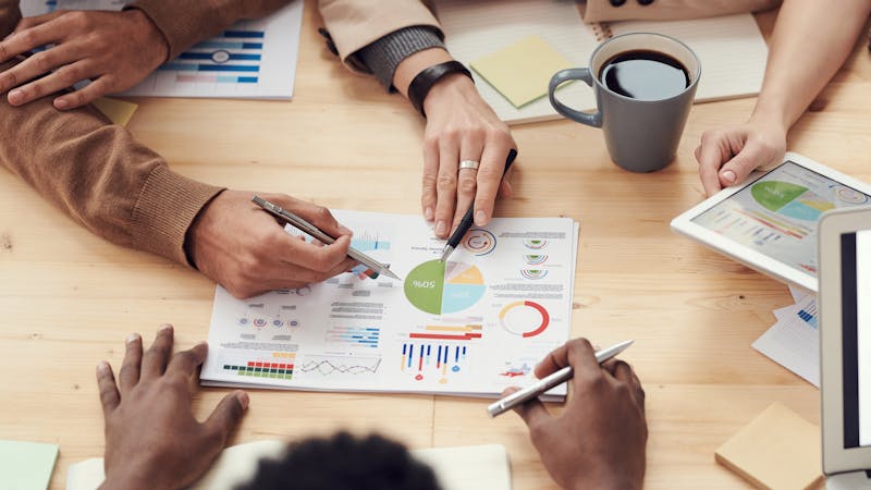 Financial advisor meeting with clients