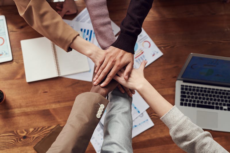 Team collaborating in office environment